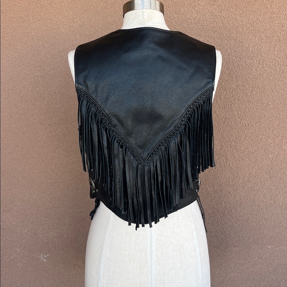 Fashion by Rose Black Leather Fringe Vest - Picture 5 of 9